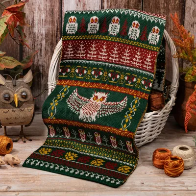 Knitted Scarf «Forest Owls»