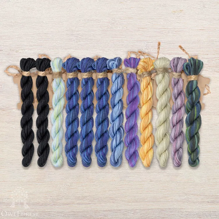 Set of OwlForest Hand-Dyed Threads for the “Black Pearl” (Thread Trade n.a. Kirov)