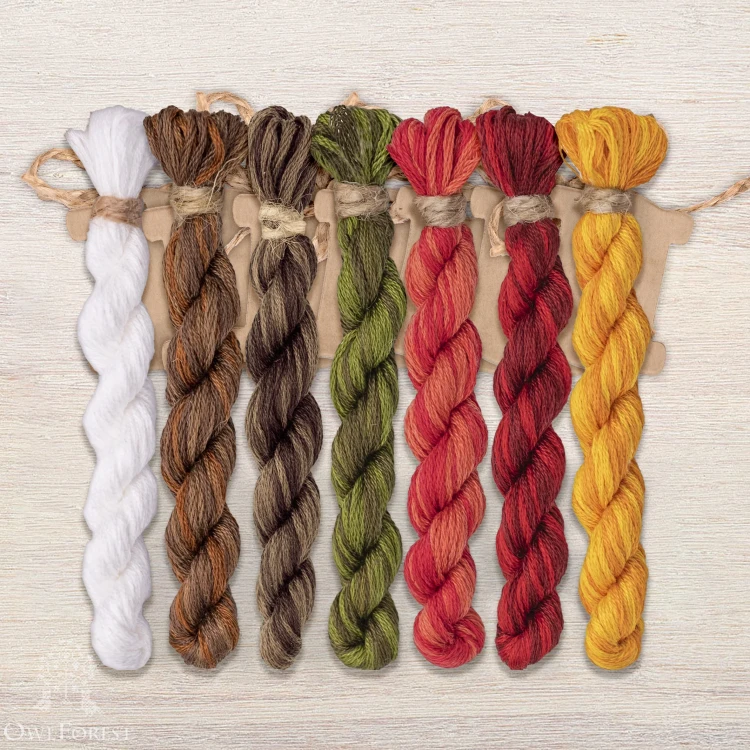 Set of OwlForest Hand-Dyed Threads for the “Owlforest Tree” (DMC) 