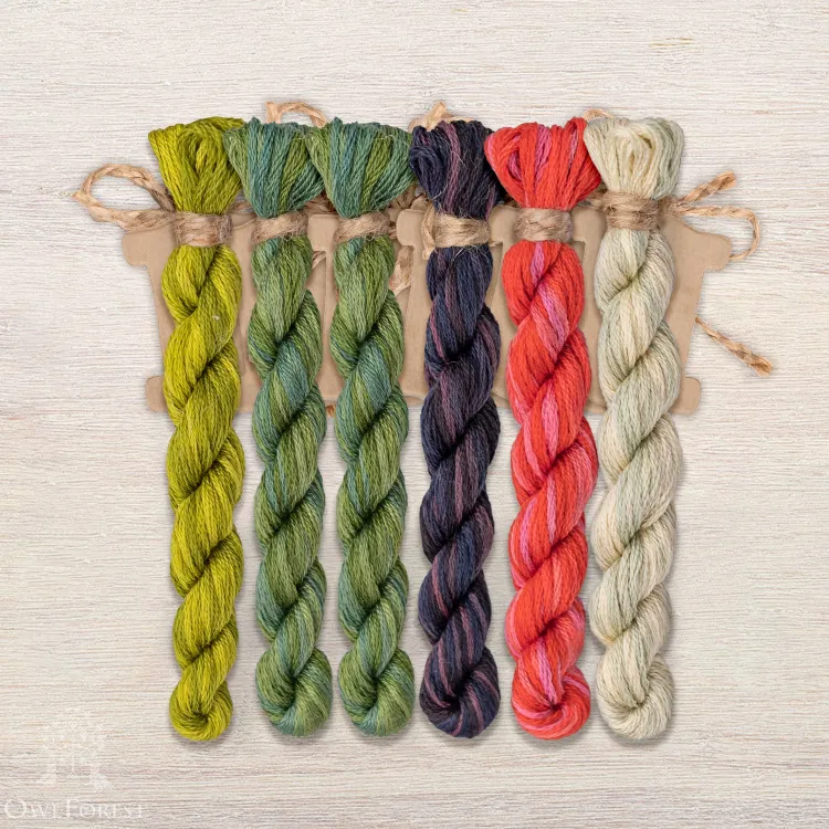 Set of OwlForest Hand-Dyed Threads for the “Currant Summer” Chart (DMC)