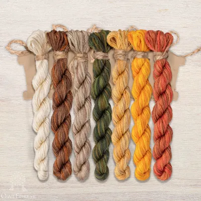 Set of OwlForest Hand-Dyed Threads for the “Father Mushroom” Chart (DMC)