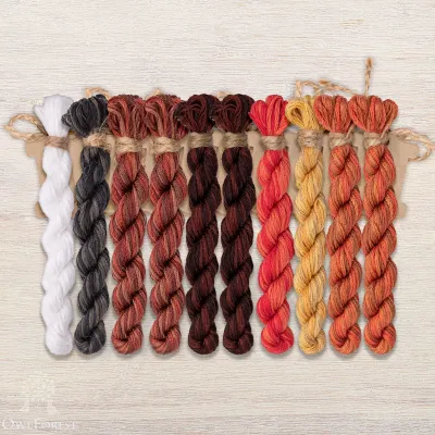 Set of OwlForest Hand-Dyed Threads for the “Funny Dogs” Chart (DMC)