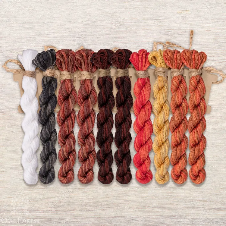 Set of OwlForest Hand-Dyed Threads for the “Funny Dogs” Chart (DMC)