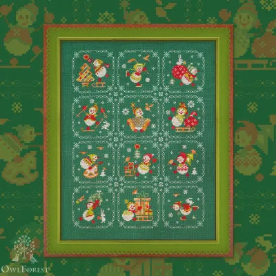 Printed embroidery chart “Snowman Vacation”