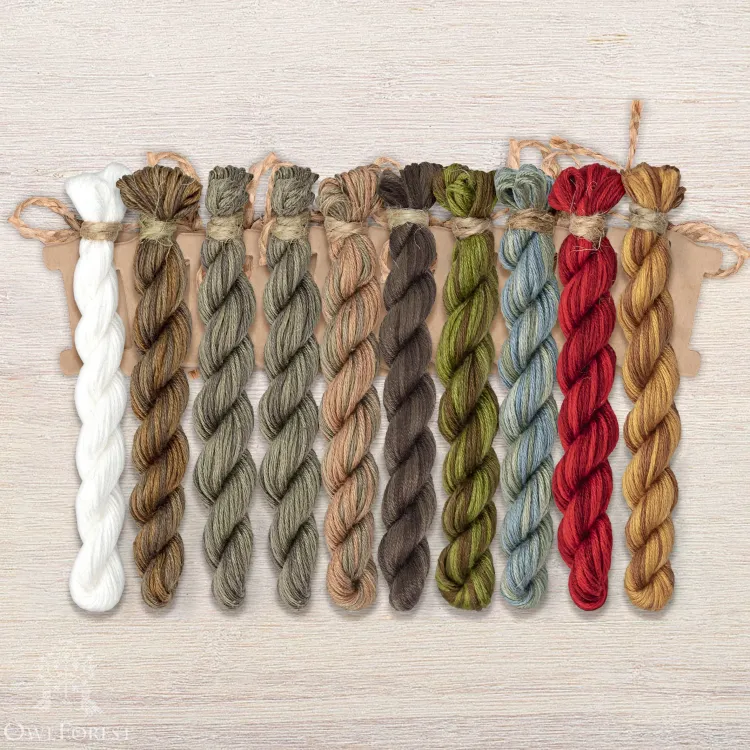 Set of OwlForest Hand-Dyed Threads for the “Manul” Chart (Thread Trade n.a. Kirov)