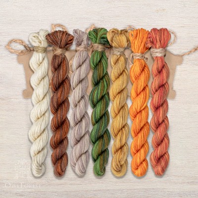 Set of OwlForest Hand-Dyed Threads for the “Father Mushroom” Chart (Thread Trade n.a. Kirov)