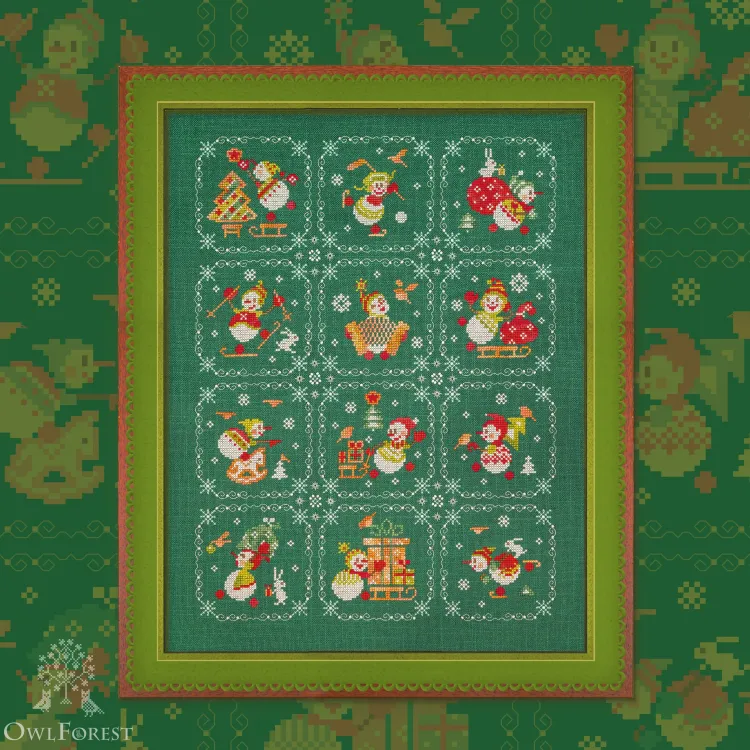 Digital embroidery chart “Snowman Vacation”