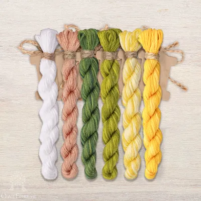 Set of OwlForest Hand-Dyed Threads for the “Lemon Bow” Chart (DMC)