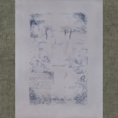 Printed Fabric “London Fog”, 32 ct