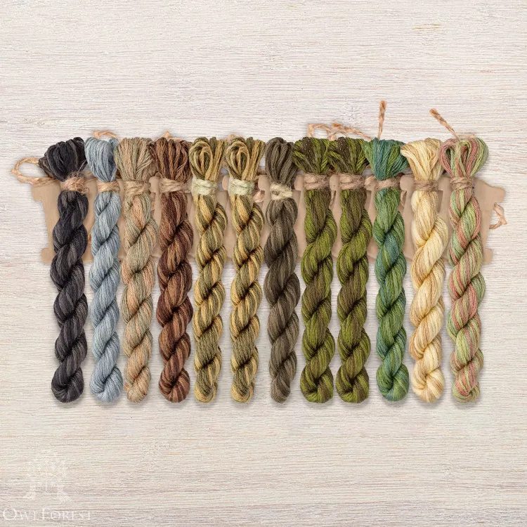 Set of OwlForest Hand-Dyed Threads for the “Siberian Owl” Chart (DMC)