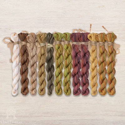 Set of OwlForest Hand-Dyed Threads for the “Barn Owl” Chart (DMC)