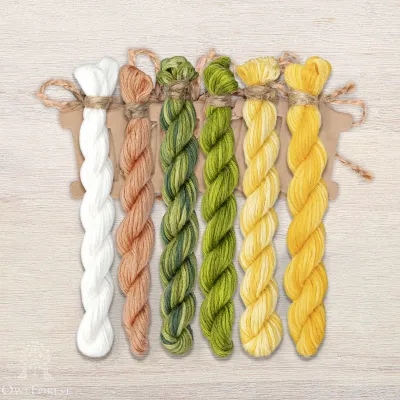 Set of OwlForest Hand-Dyed Threads for the “Lemon Bow” Chart (Thread Trade n.a. Kirov)