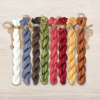Set of OwlForest Hand-Dyed Threads for the “Cat Highlands Tree” (Thread Trade n.a. Kirov) 