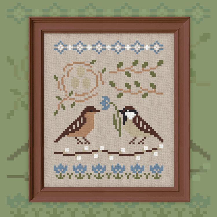 Free embroidery digital chart “Sparrows”