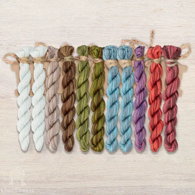 Set of OwlForest Hand-Dyed Threads for the “Snowy Winter” Chart  (Thread Trade n.a. Kirov)