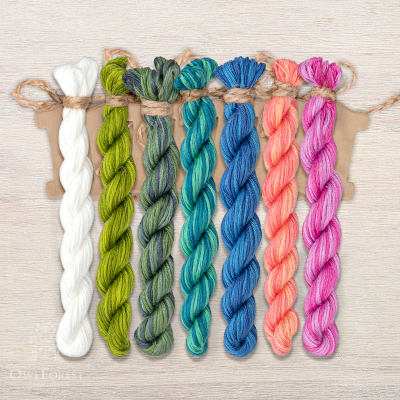 Set of OwlForest Hand-Dyed Threads for the “Underwater Garden” Chart (Thread Trade n.a. Kirov)