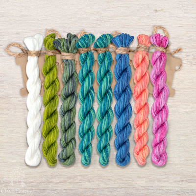 Set of OwlForest Hand-Dyed Threads for the “Underwater Garden” Chart (Thread Trade n.a. Kirov)