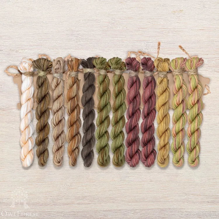 Set of OwlForest Hand-Dyed Threads for the “Barn Owl” Chart (Thread Trade n.a. Kirov)