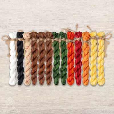 Set of OwlForest Hand-Dyed Threads for the “Mushroom Hunting” Chart  (Thread Trade n.a. Kirov)