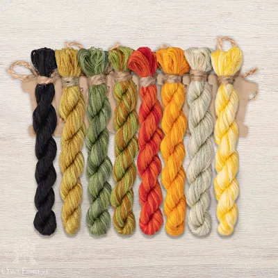 Set of OwlForest Hand-Dyed Threads for the “Pumpkin Crow” Chart (DMC)