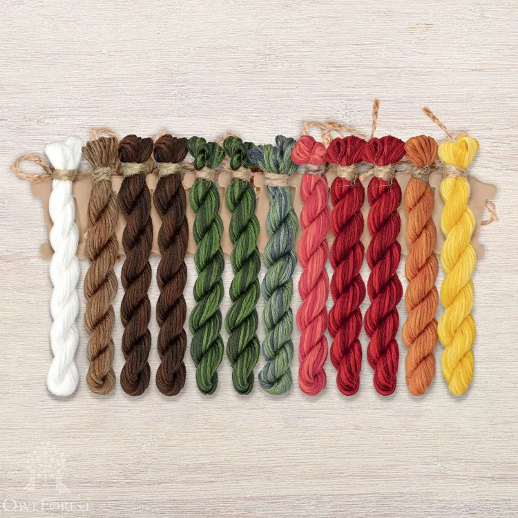 Set of OwlForest Hand-Dyed Threads for the “Christmas Eve” Chart (Thread Trade n.a. Kirov)
