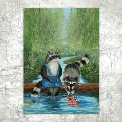 “A Day by the Stream” Postcard