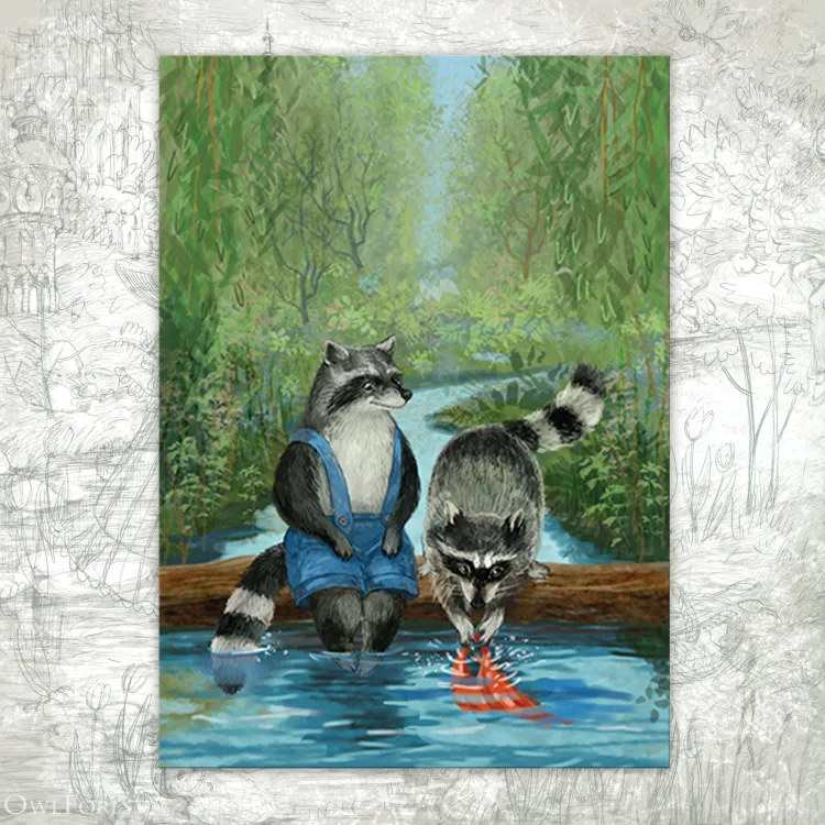 “A Day by the Stream” Postcard