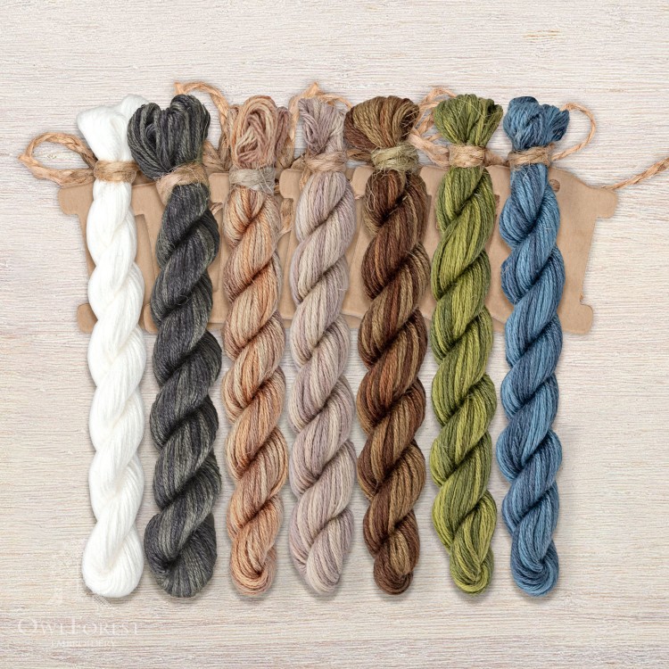 Set of OwlForest Hand-Dyed Threads for the “Sparrows” Chart (Thread Trade n.a. Kirov)