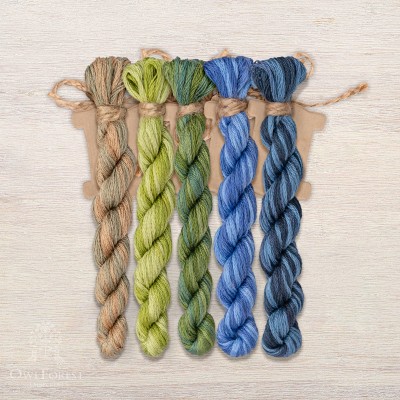 Set of OwlForest Hand-Dyed Threads for the “Blueberry Summer” Chart (DMC)