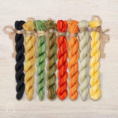 Set of OwlForest Hand-Dyed Threads for the “Pumpkin Crow” Chart (Thread Trade n.a. Kirov)