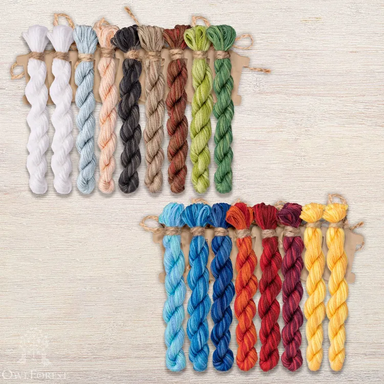 Set of OwlForest Hand-Dyed Threads for the “Easter Miniatures” Chart (DMC)