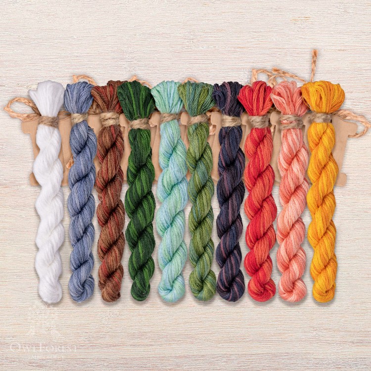 Set of OwlForest Hand-Dyed Threads for the “Summer in the Village” Chart (DMC)