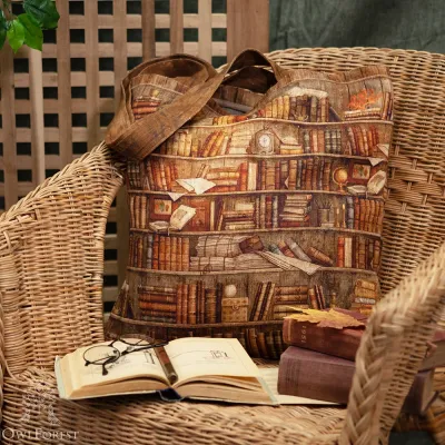 “Bookcase” Linen Shopping Bag 
