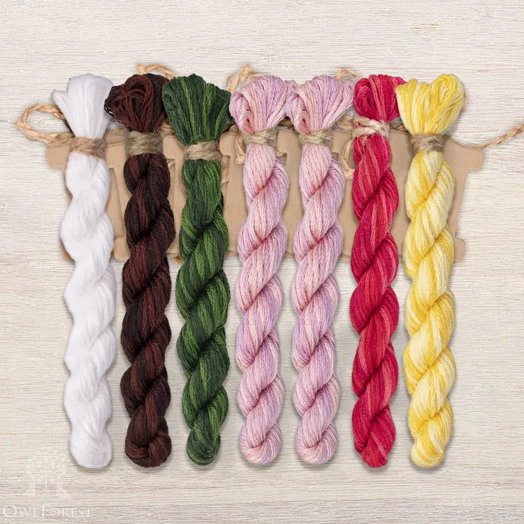 Set of OwlForest Hand-Dyed Threads for the “Easter Bow” Chart (DMC)