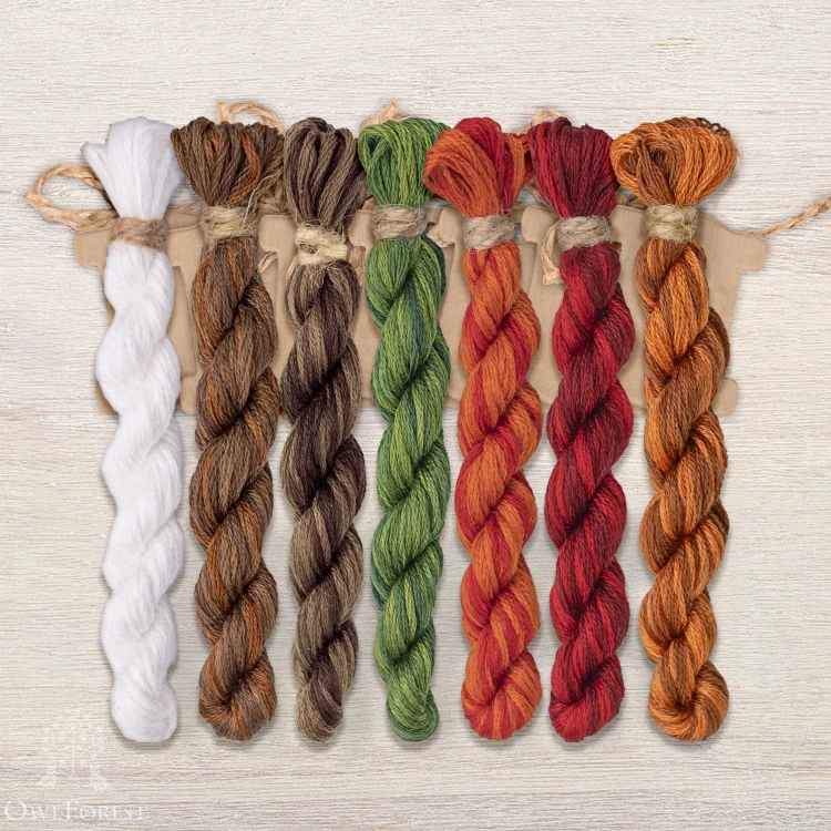 Set of OwlForest Hand-Dyed Threads for the “Crowfield Tree” (DMC) 