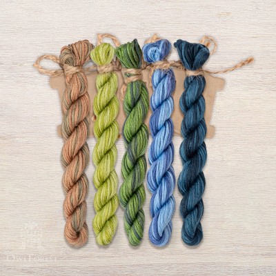 Set of OwlForest Hand-Dyed Threads for the “Blueberry Summer” Chart (Thread Trade n.a. Kirov)