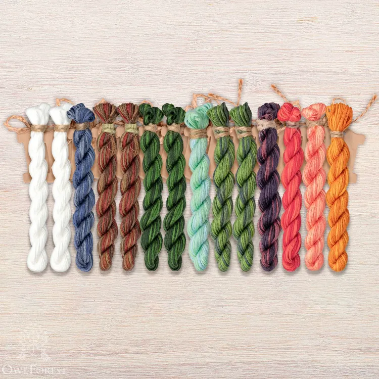 Set of OwlForest Hand-Dyed Threads for the “Summer in the Village” Chart (Thread Trade n.a. Kirov)