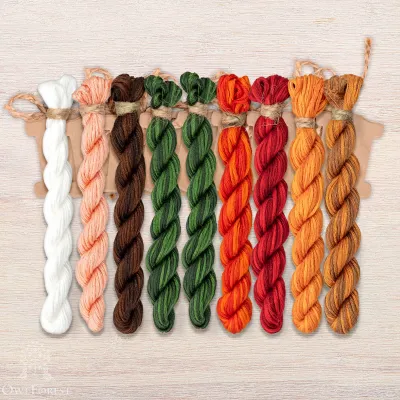 Set of OwlForest Hand-Dyed Threads for the “Gnome Studio. Pottery” Chart (Thread Trade n.a. Kirov)