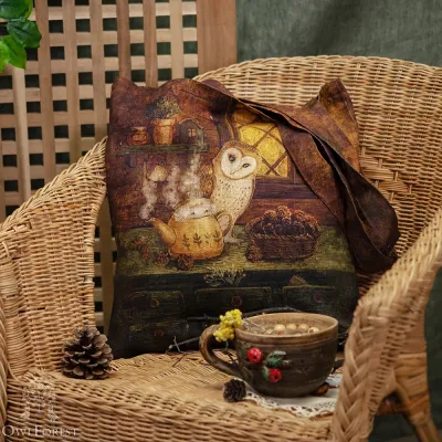 “Prickly Cones Spirit” Linen Shopping Bag 