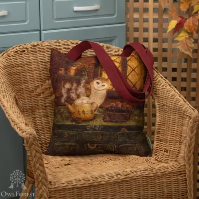 “Prickly Cones Spirit” Linen Shopping Bag 