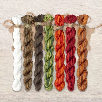 Set of OwlForest Hand-Dyed Threads for the “Crowfield Tree” (Thread Trade n.a. Kirov) 