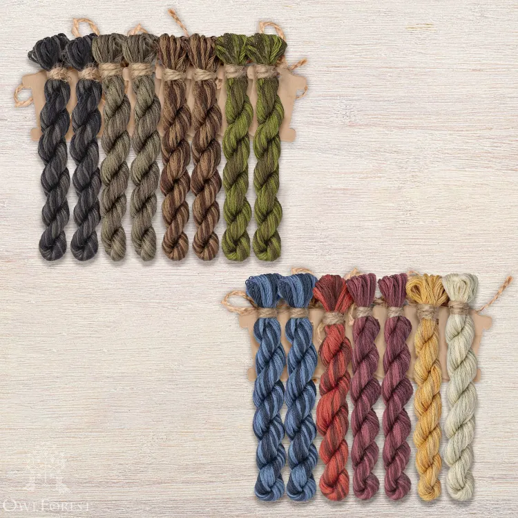 Set of OwlForest Hand-Dyed Threads for the “The Adventures of Sherlock Holmes” (DMC) 