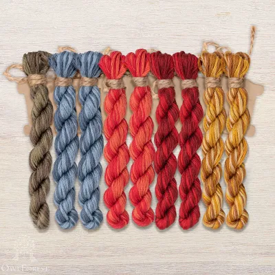 Set of OwlForest Hand-Dyed Threads for the Embroidery Chart “Russian Motifs” (DMC)