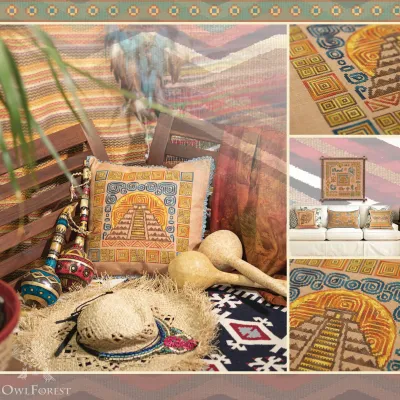 Twin-wire Binding Booklet of the Embroidery Charts “Mesoamerican Motifs” 5 colors