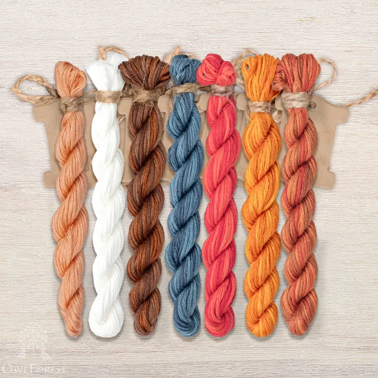 Set of OwlForest Hand-Dyed Threads for “Proverbs. About the Infinity of House Work” Chart (Thread Trade n.a. Kirov)