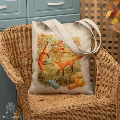 “Foxes” Linen Shopping Bag