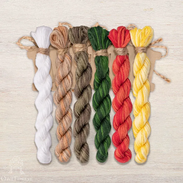 Set of OwlForest Hand-Dyed Threads for the “Garden Stomping” Chart (DMC)