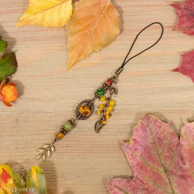 Scissor Fob “Seabuckthorn Summer” Bronzy Metal Color Fittings