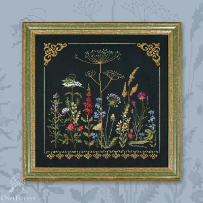 Printed embroidery chart “Wild Grasses. Grasshopper”