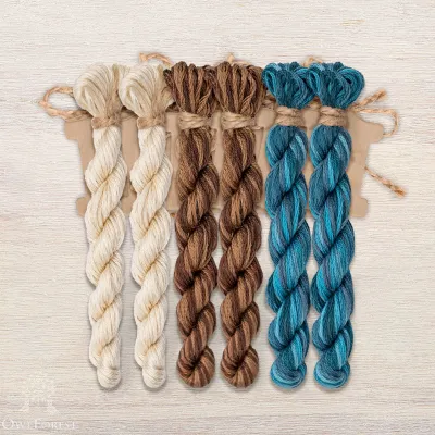 Set of OwlForest Hand-Dyed Threads for the “Mesoamerican Motifs” Charts (DMC) 3 colors